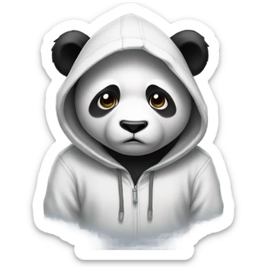 sad panda wearing a hoodie sticker