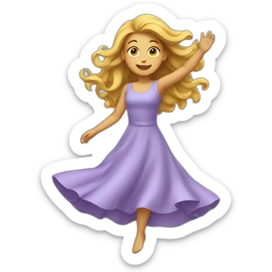 Flying girl in a dress with waving hair sticker