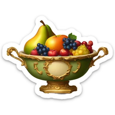 vintage rococo bowl of fruit sticker