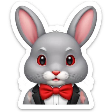 grey bunny with bowtie sticker