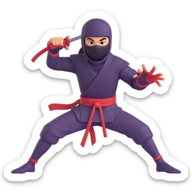 happy ninja, dynamic pose, playful sticker