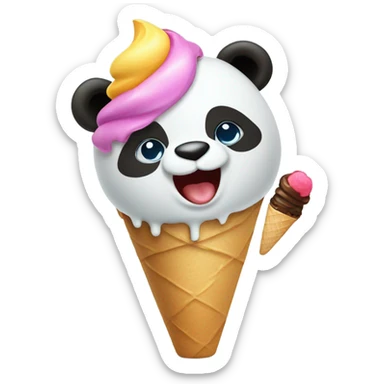 Panda eating ice cream sticker