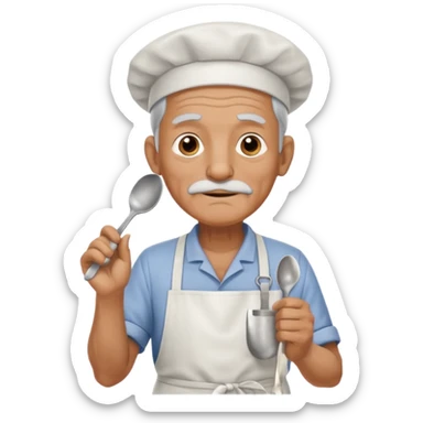 old man kitchen worker sticker