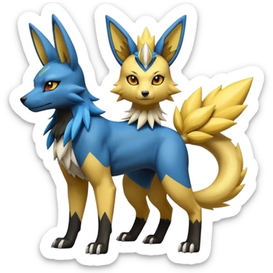 Lucario-Umbreon-Zeraora-Jolteon-Fakémon-hybrid-creature (full body)  sticker