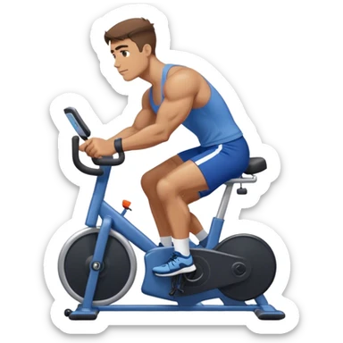 buff guy blue shorts stationary bike sticker