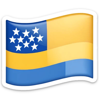 A flag with 3 colors bleu on top white in midlle and yellow down sticker