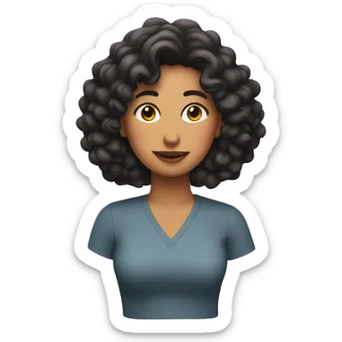 Mujer con pelo rizado morena sticker