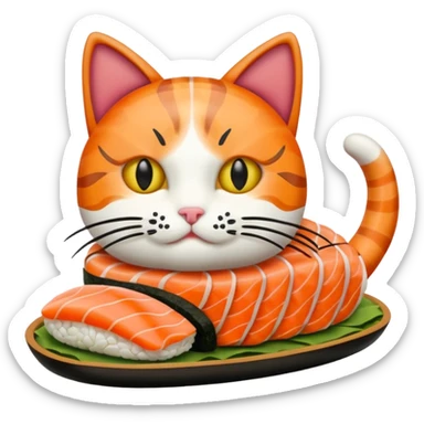 A cat made of sushi sticker