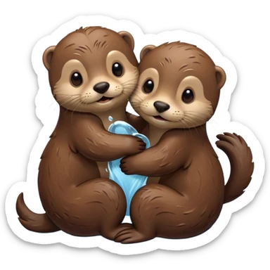 Otters hugging sticker