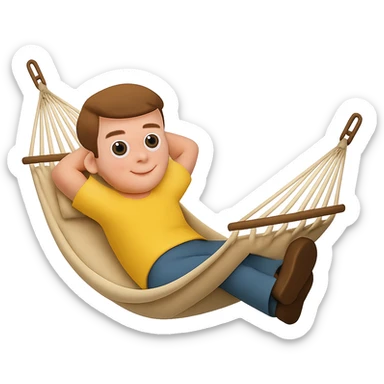 Add a person relaxing in the hammock in the style of emoji (apple style emojis). Remove the background. sticker