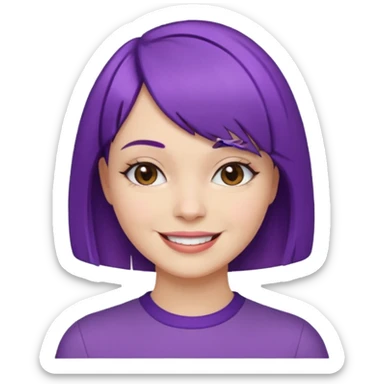 Woman purple bob haircut sticker
