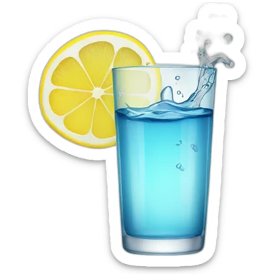 glass with water with lemon sticker