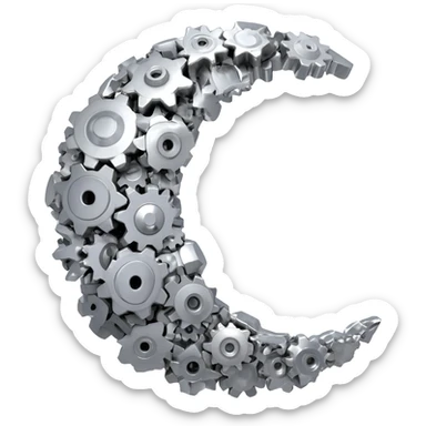 crescent moon that looks like gears sticker