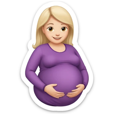 very heavily pregnant overdue woman with very  very big and large belly  sticker