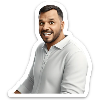 smiling man in white shirt sticker