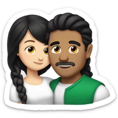 Mexican man hugging white girl with black hair sticker