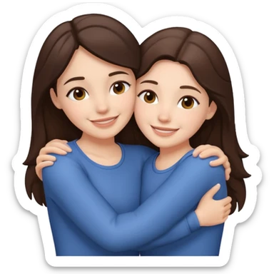 A brunette sister and a brunette sister together hugging sticker