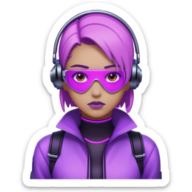 neutre gender neon cyberpunk light purple, I don't want you to use props, não utilizar óculos sticker