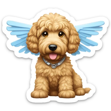 Golden doodle with airplane wings sticker