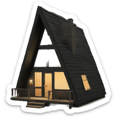 Black A-Frame Cabin in woods sticker