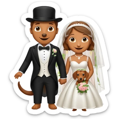 Dachshund bride and groom  sticker