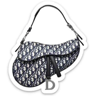 white dior printed saddle bag sticker