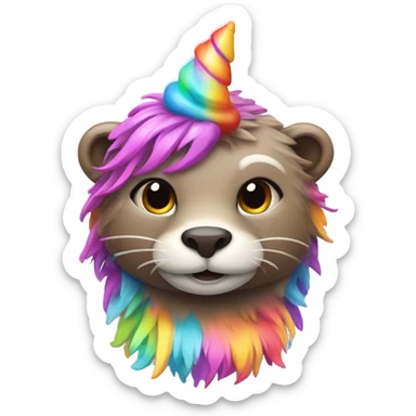 I would like an otter wearing a unicorn costume sticker