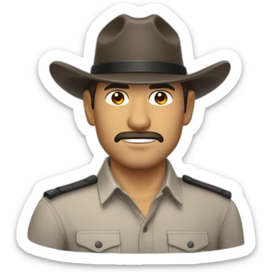 Antonio Lobato con camisa de fuerza, loco y un embudo por sombrero sticker