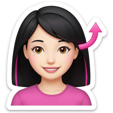 girl with black hair and pink streak by ear sticker