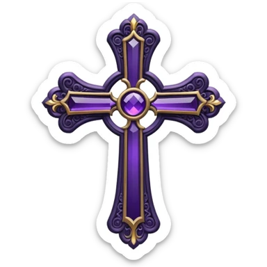 black gothic cross dark purple sticker