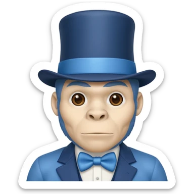 A gorilla tag guy from gorilla tag that’s blue and has the top hat sticker