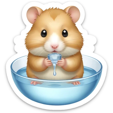A hamster drinking water sticker
