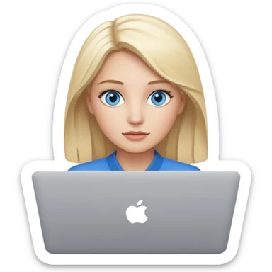 Change emoji of woman technologist with mac laptop (code U+1F469 U+1F3FB U+200D U+1F4BB) to blonde blue eyed. dont change other features sticker