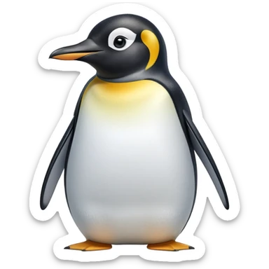 cinematic-adult-emperor-penguin-portrait-emoji,-head-tilted-playfully-and-inquisitively,-with-glossy,-pristine-plumage-accented-by-a-bright-beak-and-round,-sparkling-eyes-filled-with-curiosity,-simplified-yet-irresistibly-adorable-features,  sticker