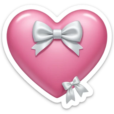 Pink heart with small bow sticker