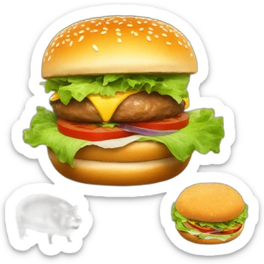 A burger with troll face on it and a big capybara next to it sticker