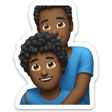 crie um emojii com um jovem negro de cabelo preto com a camisa azul, gola vermelha, e manga dos braços branca. E dando joinha sticker