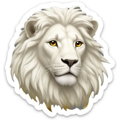 White lion with a gold crow sticker