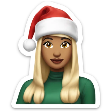 Nicki Minaj wearing a Christmas hat sticker