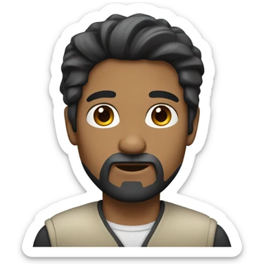 developer with a black beard. Without mustache. No beard between nose and mouth. White skin tone. Nice black hair sticker