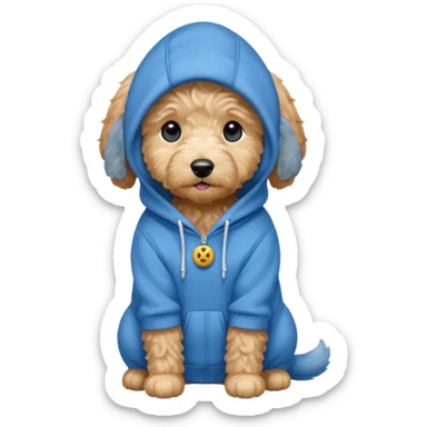 Dog mini golden doodle wearing a hoodie  sticker