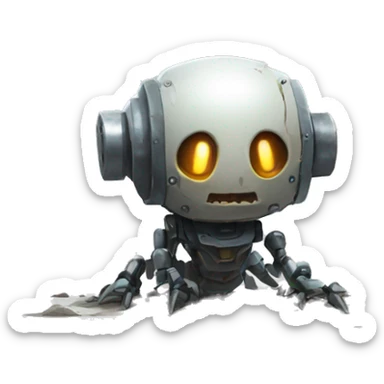 Vault bot as a ghoul crawling on the ground sticker