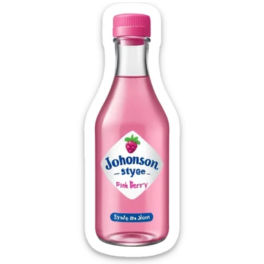 realistic Johnson and Johnson style bottle pink cap pink logo clear bottle with aint no party like a berry party written on the logo with diddy oil and a berry on top bottle sticker