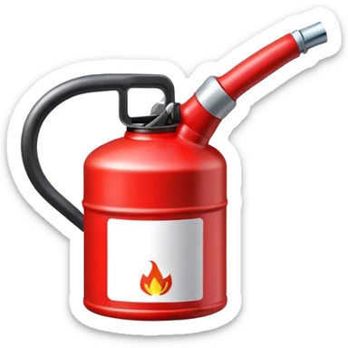 gasoline canister, fuel can, red container with spout sticker
