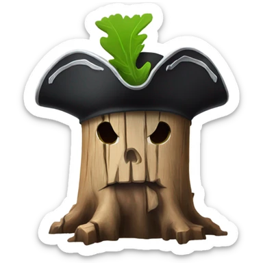 ugly tree stump with a pirate hat sticker
