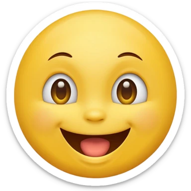 Emoji, yellow round smiling face, open mouth sticker