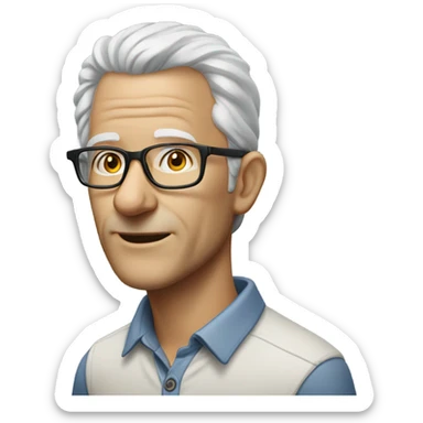 realistic portrait of a Marty with glasses and white thinning hair sticker