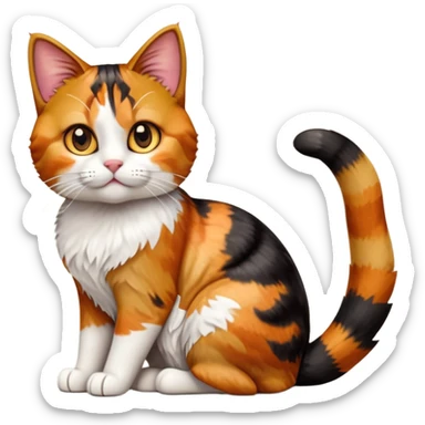 cinematic-[calico tabby cat]-realistic-full-body-sitting-emoji,-tail-curled-playfully-around-its-paws, cinematic-cute-calico-cat-portrait-emoji,-head-tilted-playfully-with-sparkling,-inquisitive-eyes-and-a-charming-patchwork-fur-of-orange,-black,-and-white,-simplified-yet-irresistibly-adorable,-highly-detailed,-glowing-with-a-warm,-invit (3) sticker