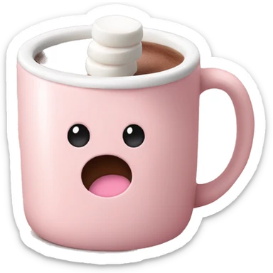 Light Pink mug of hot chocolate with marshmallows  sticker