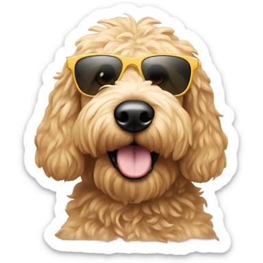 Golden doodle with sun glasses sticker